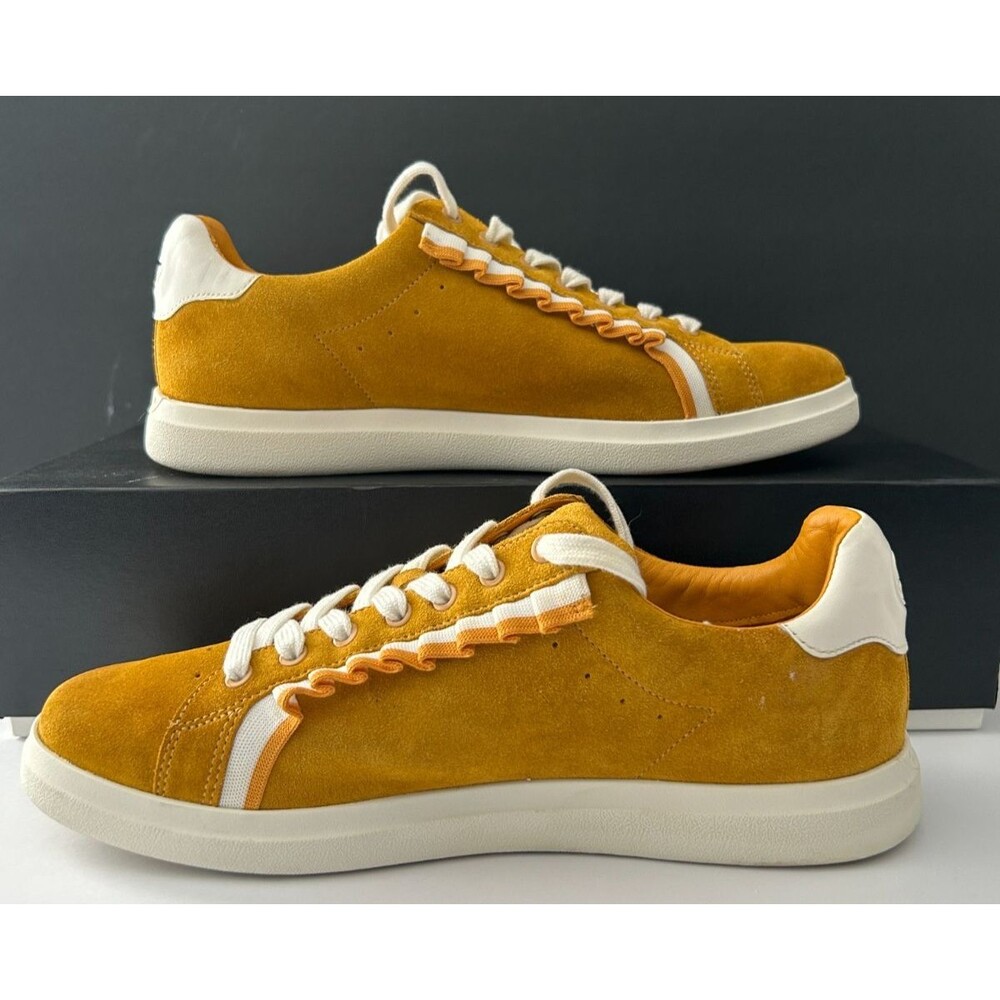 Tory Burch Women's  Size 9 Howell Court Ruffle Yellow Suede Sneakers EC